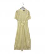PHOTOCOPIEUフォトコピュー）の古着「FLOWER JAQUARD SHORT SLEEVE DRESS」｜イエロー