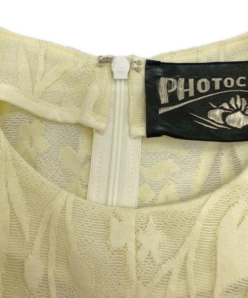 PHOTOCOPIEU（フォトコピュー）PHOTOCOPIEU (フォトコピュー) FLOWER JAQUARD SHORT SLEEVE DRESS イエロー サイズ:36の古着・服飾アイテム