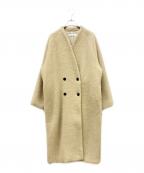 anukeアンヌーク）の古着「Collarless Shaggy Coat」｜ベージュ