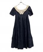 NANCY JOHNSONナンシー ジョンソン）の古着「リネンコットンワンピース」｜ネイビー