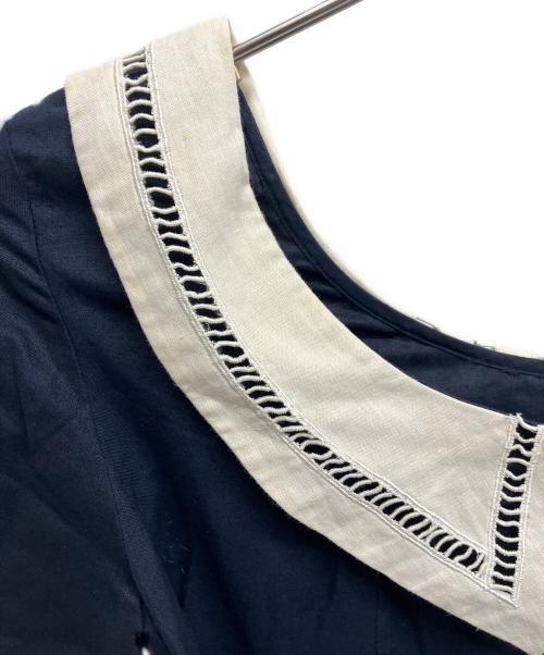 NANCY JOHNSON（ナンシー ジョンソン）NANCY JOHNSON (ナンシー ジョンソン) リネンコットンワンピース ネイビー サイズ:Sの古着・服飾アイテム