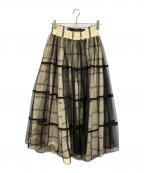 MAISON SPECIALメゾンスペシャル）の古着「2way Tulle Layered Plaid Pattern Volume Silhouette Skirt」｜ベージュ
