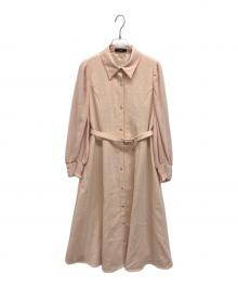 Swingle（スウィングル）の古着「ラメテキスタイル異素材シアースリーブワンピース」｜ピンク