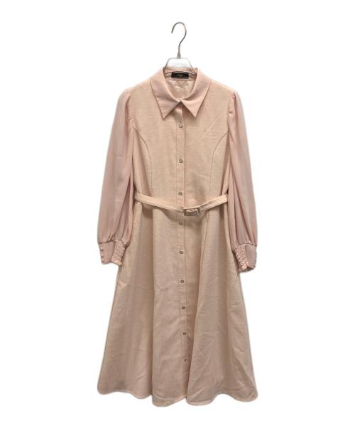 Swingle（スウィングル）Swingle (スウィングル) ラメテキスタイル異素材シアースリーブワンピース ピンク サイズ:Freeの古着・服飾アイテム