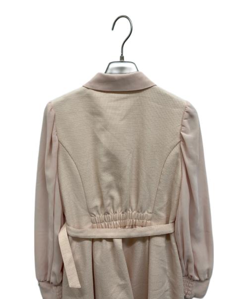 Swingle（スウィングル）Swingle (スウィングル) ラメテキスタイル異素材シアースリーブワンピース ピンク サイズ:Freeの古着・服飾アイテム