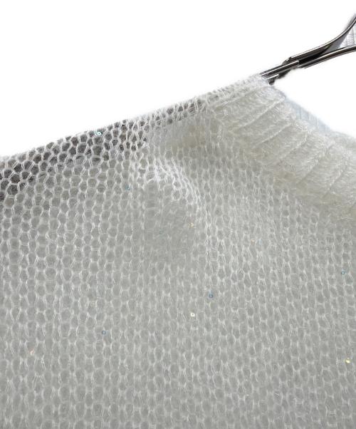 CASA FLINE（カーサフライン）CASA FLINE (カーサフライン) 透かし編みスパンコールモヘアニット アイボリー サイズ:Freeの古着・服飾アイテム