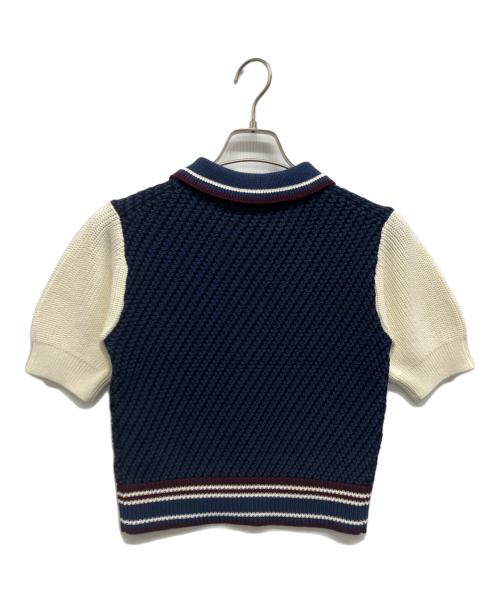 U by SPICK&SPAN（ユー バイ スピック＆スパン）U by Spick&Span (ユー バイ スピック＆スパン) プレッピーニット半袖ポロシャツ ネイビー サイズ:Free 未使用品の古着・服飾アイテム