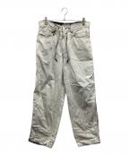 beautiful peopleビューティフルピープル）の古着「left hand twill carved denim pants whtbleach」｜グレー