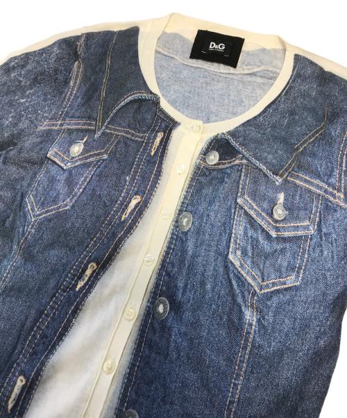 D&G（ディーアンドジー）D&G (ディーアンドジー) 転写プリントカーディガン ブルー サイズ:42の古着・服飾アイテム