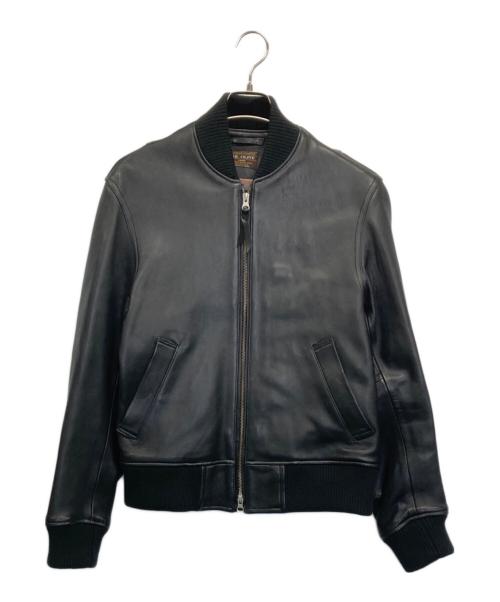 MR.OLIVE（ミスターオリーブ）MR.OLIVE (ミスターオリーブ) HAIR SHEEP SOFT VEGE LEATHER MA-1 JACKET ブラック サイズ:Lの古着・服飾アイテム