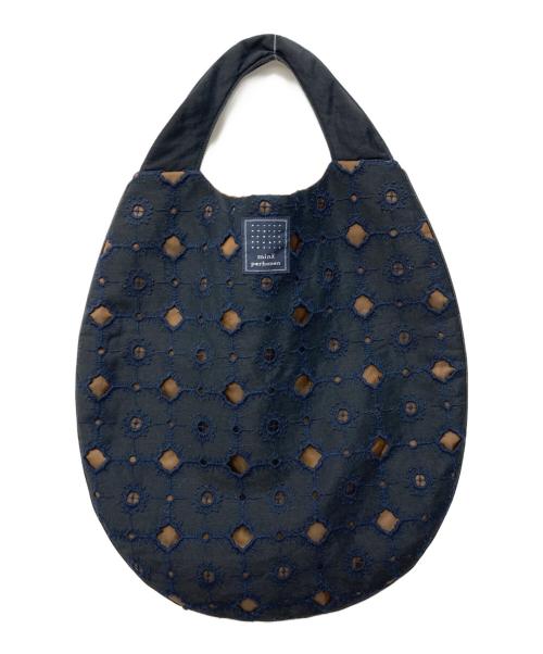 mina perhonen（ミナ ペルホネン）mina perhonen (ミナ ペルホネン) anemone “エッグバッグ” ネイビーの古着・服飾アイテム