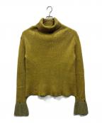 Jensイェンス）の古着「ウールモヘヤブレンドタートルネックニット」｜黄緑