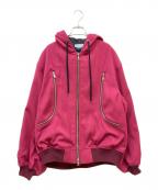 MAISON SPECIALメゾンスペシャル）の古着「Prime-Over Curved Zip Hood Blouson」｜ショッキングピンク