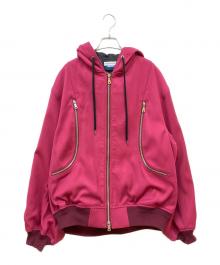 MAISON SPECIAL（メゾンスペシャル）の古着「Prime-Over Curved Zip Hood Blouson」｜ショッキングピンク