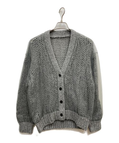 MAISON SPECIAL（メゾンスペシャル）MAISON SPECIAL (メゾンスペシャル) Tulle Layered Low Gauge Reversible Knit Cardigan グレー サイズ:FREEの古着・服飾アイテム