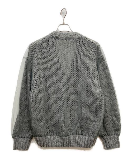MAISON SPECIAL（メゾンスペシャル）MAISON SPECIAL (メゾンスペシャル) Tulle Layered Low Gauge Reversible Knit Cardigan グレー サイズ:FREEの古着・服飾アイテム