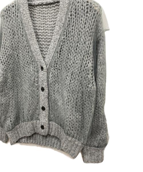 MAISON SPECIAL（メゾンスペシャル）MAISON SPECIAL (メゾンスペシャル) Tulle Layered Low Gauge Reversible Knit Cardigan グレー サイズ:FREEの古着・服飾アイテム