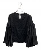 Chika Kisadaチカ キサダ）の古着「ボリュームスリーブシルクサテンブラウス」｜ブラック
