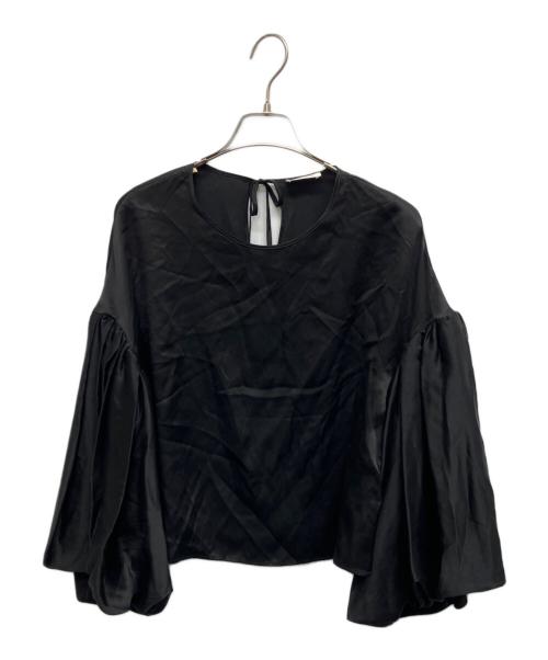 Chika Kisada（チカ キサダ）Chika Kisada (チカ キサダ) ボリュームスリーブシルクサテンブラウス ブラック サイズ:2の古着・服飾アイテム