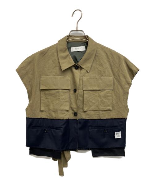 RE:CODE（リ：コード）RE:CODE (リ：コード) レイヤードポケットベスト カーキ×ネイビー サイズ:Mの古着・服飾アイテム