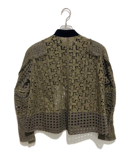 sacai（サカイ）sacai (サカイ) レースダブルライダースジャケット オリーブ サイズ:Sの古着・服飾アイテム