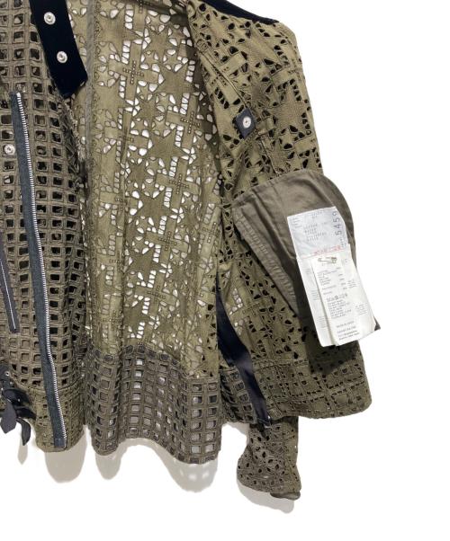 sacai（サカイ）sacai (サカイ) レースダブルライダースジャケット オリーブ サイズ:Sの古着・服飾アイテム