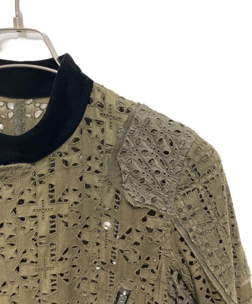sacai（サカイ）sacai (サカイ) レースダブルライダースジャケット オリーブ サイズ:Sの古着・服飾アイテム
