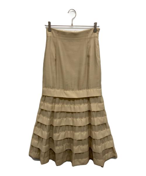 Whim Gazette（ウィムガゼット）Whim Gazette (ウィムガゼット) オーガンジーマーメイドスカート ベージュ サイズ:36の古着・服飾アイテム