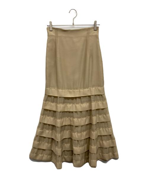 Whim Gazette（ウィムガゼット）Whim Gazette (ウィムガゼット) オーガンジーマーメイドスカート ベージュ サイズ:36の古着・服飾アイテム