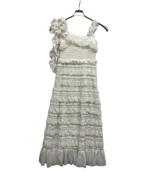 Snidel（スナイデル）Snidel (スナイデル) ショルダーリボンキャミワンピース ホワイト 未使用品の古着・服飾アイテム