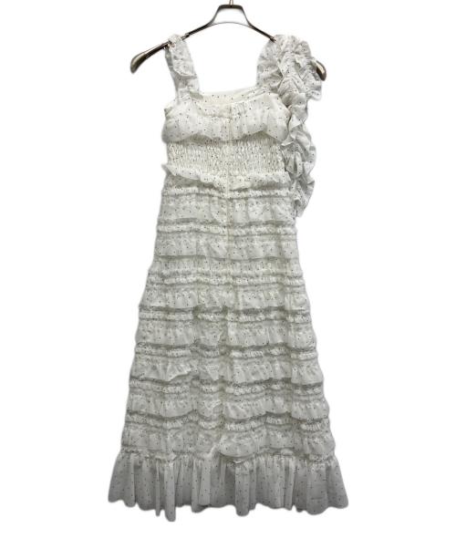 Snidel（スナイデル）Snidel (スナイデル) ショルダーリボンキャミワンピース ホワイト 未使用品の古着・服飾アイテム