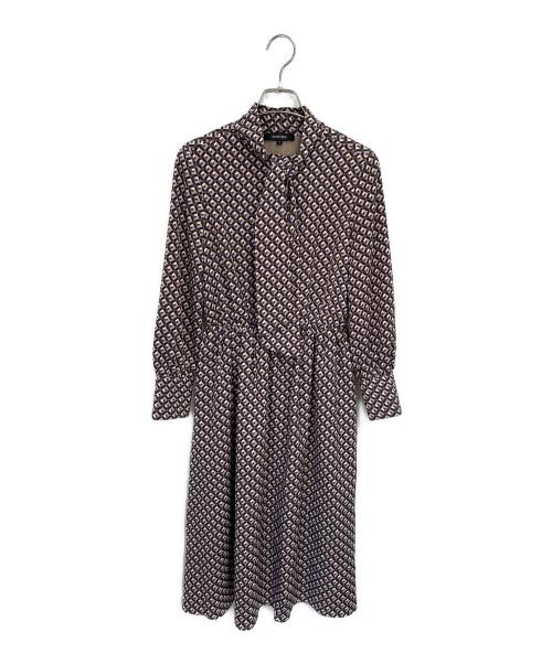 UNTITLED（アンタイトル）UNTITLED (アンタイトル) ビンテージ風ジオメ柄 ボウタイワンピース ブラックの古着・服飾アイテム