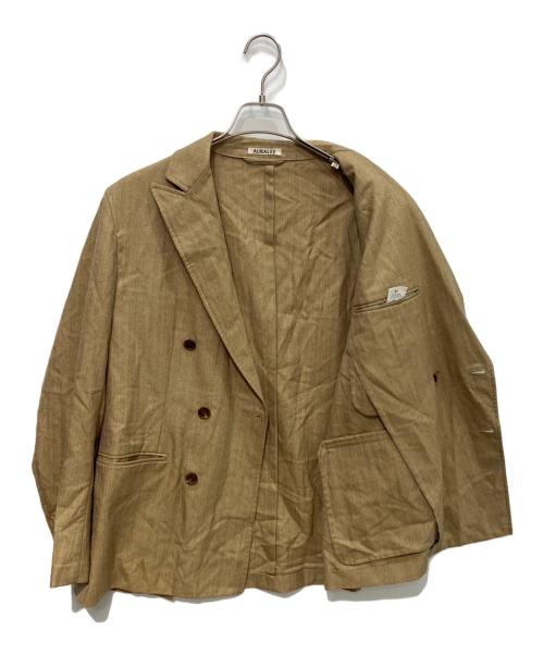 AURALEE（オーラリー）AURALEE (オーラリー) WOOL SILK HERRINGBONE DOUBLE-BREASTED JACKET ベージュ サイズ:4の古着・服飾アイテム
