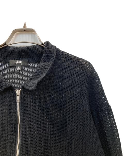 stussy（ステューシー）stussy (ステューシー) メッシュ ジップアップシャツ ブラック サイズ:Lの古着・服飾アイテム