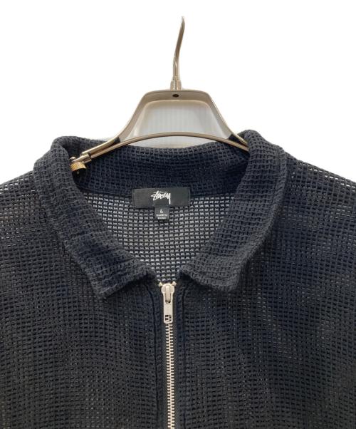 stussy（ステューシー）stussy (ステューシー) メッシュ ジップアップシャツ ブラック サイズ:Lの古着・服飾アイテム