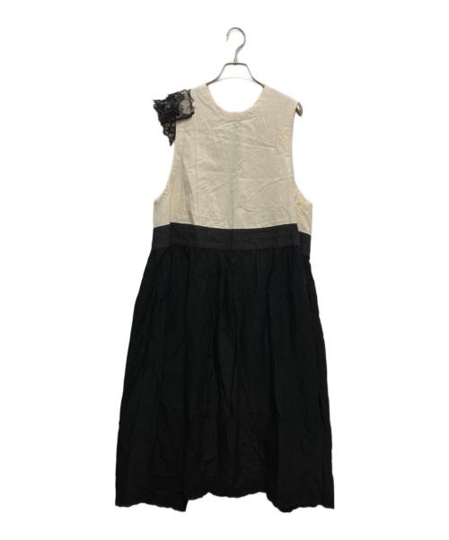 GASA*（ガサ）GASA* (ガサ) エプロンワンピース オフホワイト×ブラック サイズ:freeの古着・服飾アイテム
