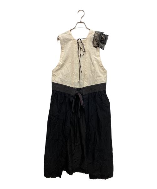 GASA*（ガサ）GASA* (ガサ) エプロンワンピース オフホワイト×ブラック サイズ:freeの古着・服飾アイテム