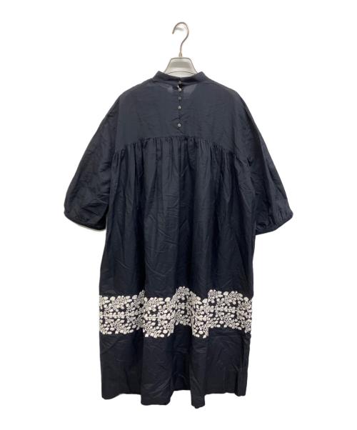 mina perhonen（ミナ ペルホネン）mina perhonen (ミナ ペルホネン) Floraleafギャザードレス ネイビー サイズ:38の古着・服飾アイテム