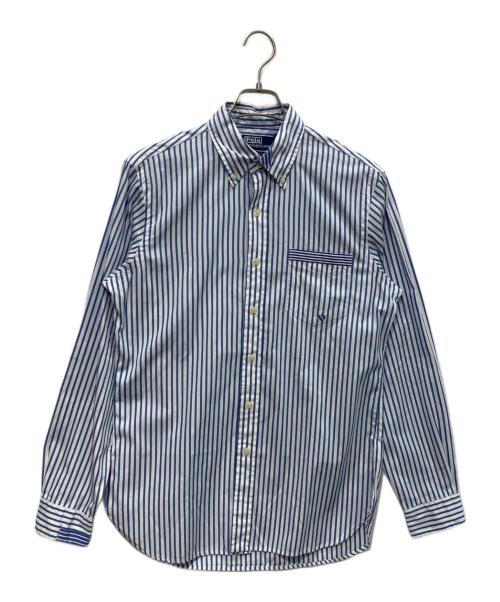 POLO RALPH LAUREN（ポロ・ラルフローレン）POLO RALPH LAUREN (ポロ・ラルフローレン) BDリペアデザインストライプシャツ ブルー×ホワイト サイズ:S 未使用品の古着・服飾アイテム