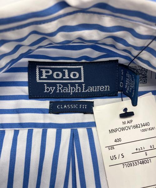 POLO RALPH LAUREN（ポロ・ラルフローレン）POLO RALPH LAUREN (ポロ・ラルフローレン) BDリペアデザインストライプシャツ ブルー×ホワイト サイズ:S 未使用品の古着・服飾アイテム