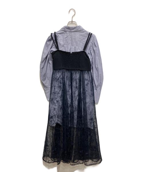 Lily Brown（リリーブラウン）Lily Brown (リリーブラウン) シャツコンビワンピース ネイビー サイズ:ONEの古着・服飾アイテム