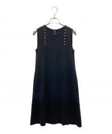 FOXEY（フォクシー）の古着「パールニットノースリーブワンピース」｜ブラック