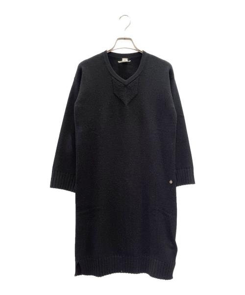 HERMES（エルメス）HERMES (エルメス) Hロゴ金具カシミヤニットワンピース ブラック サイズ:34の古着・服飾アイテム