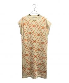 HERMES（エルメス）の古着「H Rond カシミヤニットワンピース」｜ベージュ×オレンジ