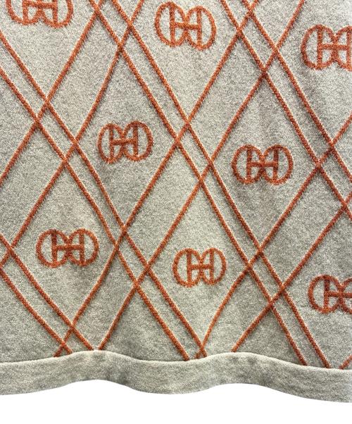 HERMES（エルメス）HERMES (エルメス) H Rond カシミヤニットワンピース ベージュ×オレンジ サイズ:34の古着・服飾アイテム
