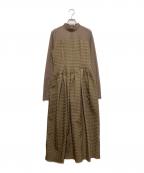 ELENDEEKエレンディーク）の古着「シアードッキングギャザーワンピース」｜ブラウン