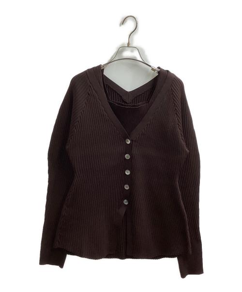 ELENDEEK（エレンディーク）ELENDEEK (エレンディーク) SILHOUETTE ENSEMBLE KT / シルエットアンサンブルニット ブラウン サイズ:FREEの古着・服飾アイテム