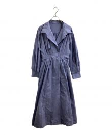 ELENDEEK（エレンディーク）の古着「OPEN COLLAR F/F OP / オープンカラーフィット＆フレアワンピース / 512550303301」｜ライトブルー