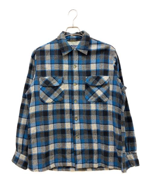 PENDLETON（ペンドルトン）PENDLETON (ペンドルトン) 50'S ウールオンブレチェックシャツ ブルー サイズ:Mの古着・服飾アイテム