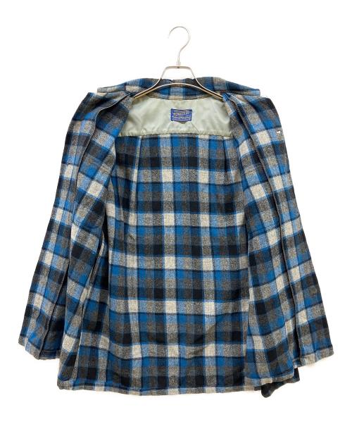 PENDLETON（ペンドルトン）PENDLETON (ペンドルトン) 50'S ウールオンブレチェックシャツ ブルー サイズ:Mの古着・服飾アイテム